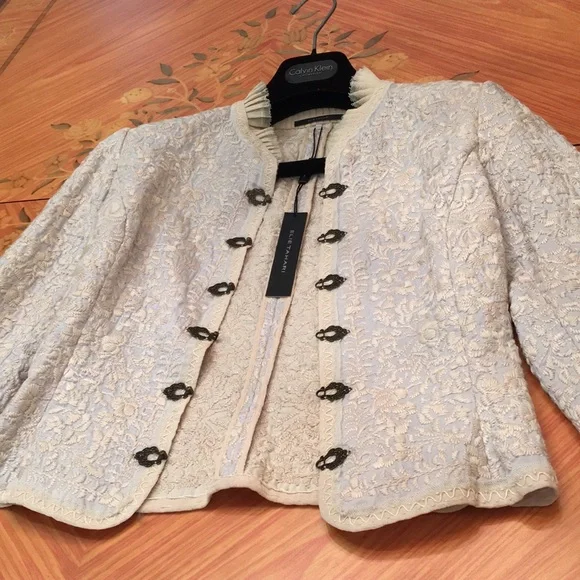Elie Tahari Embroidered Reversible Lynn Cotton Forgetmenot blazer jacket Sz.XS - Picture 4 of 12